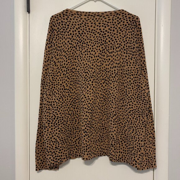 J. Crew #AZ889 Women's Plus L/S Pullover Cheetah Teddie Sweater 3X Brown/Black - Picture 4 of 9